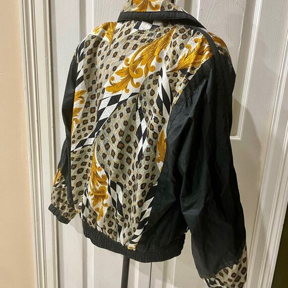 Y2K 90’s EAST WEST BOMBER JACKET LEOPARD SHOULDER PADS Sz M GROOVING STREETWEAR - Picture 3 of 16